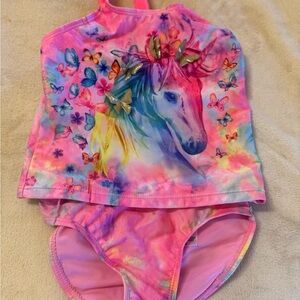 Wonder Nation Kids Pink and Blue Unicorn Bikini for little girls.